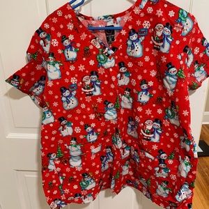 Womens Christmas Scrub top with sparkle detail in size 3XL